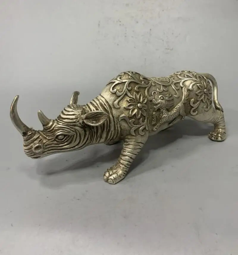 China White copper rhino crafts statue