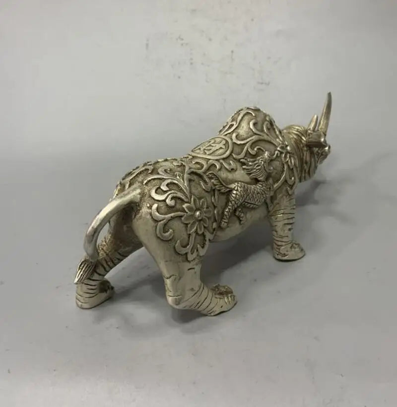 China White copper rhino crafts statue