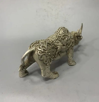China White copper rhino crafts statue