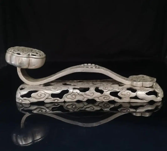 China White copper ruyi Incense burner crafts statue