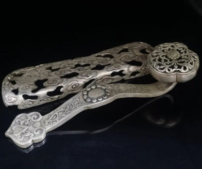China White copper ruyi Incense burner crafts statue