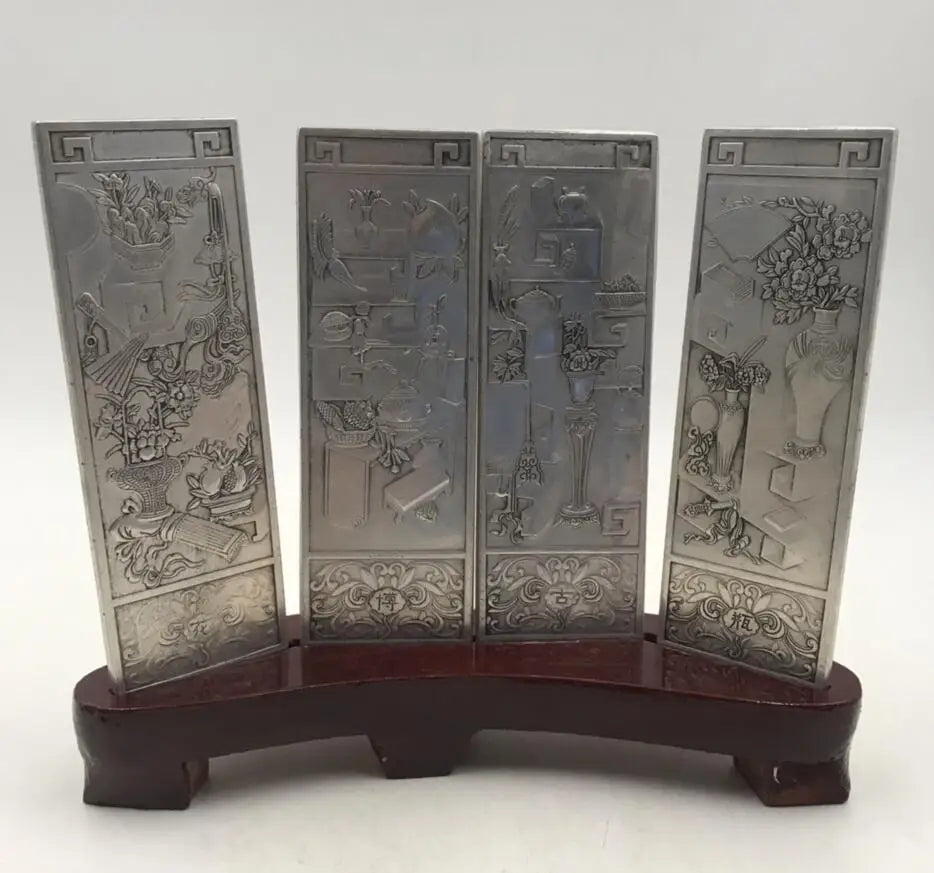 China White copper screen small crafts statue A set