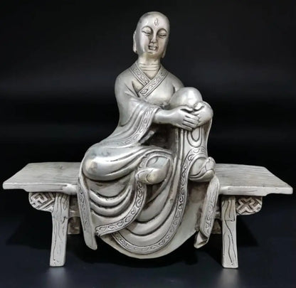 China White copper sit Bench Buddha crafts statue