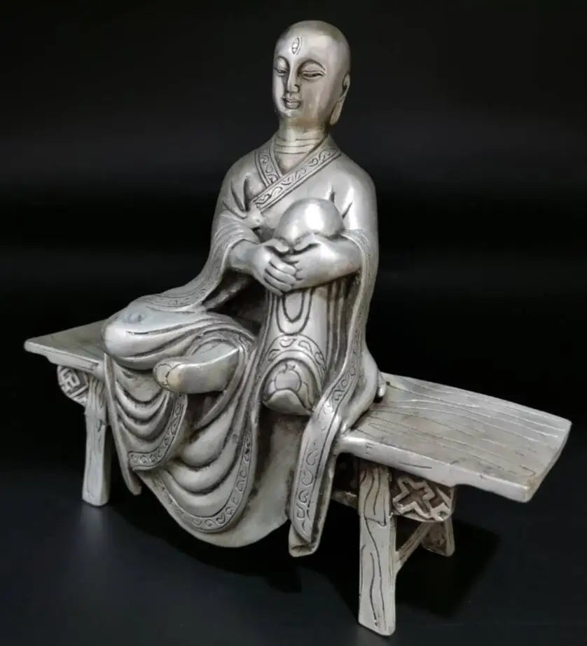 China White copper sit Bench Buddha crafts statue