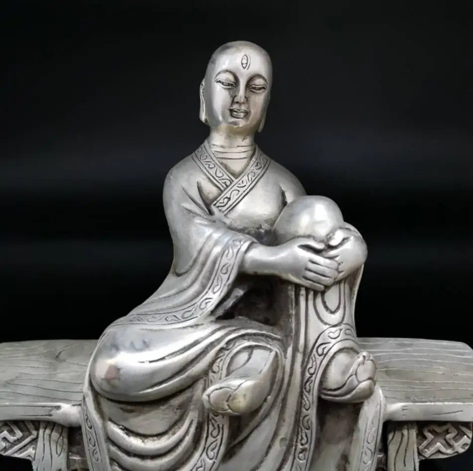 China White copper sit Bench Buddha crafts statue