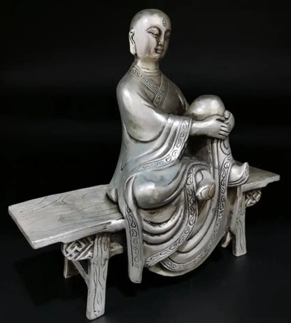 China White copper sit Bench Buddha crafts statue