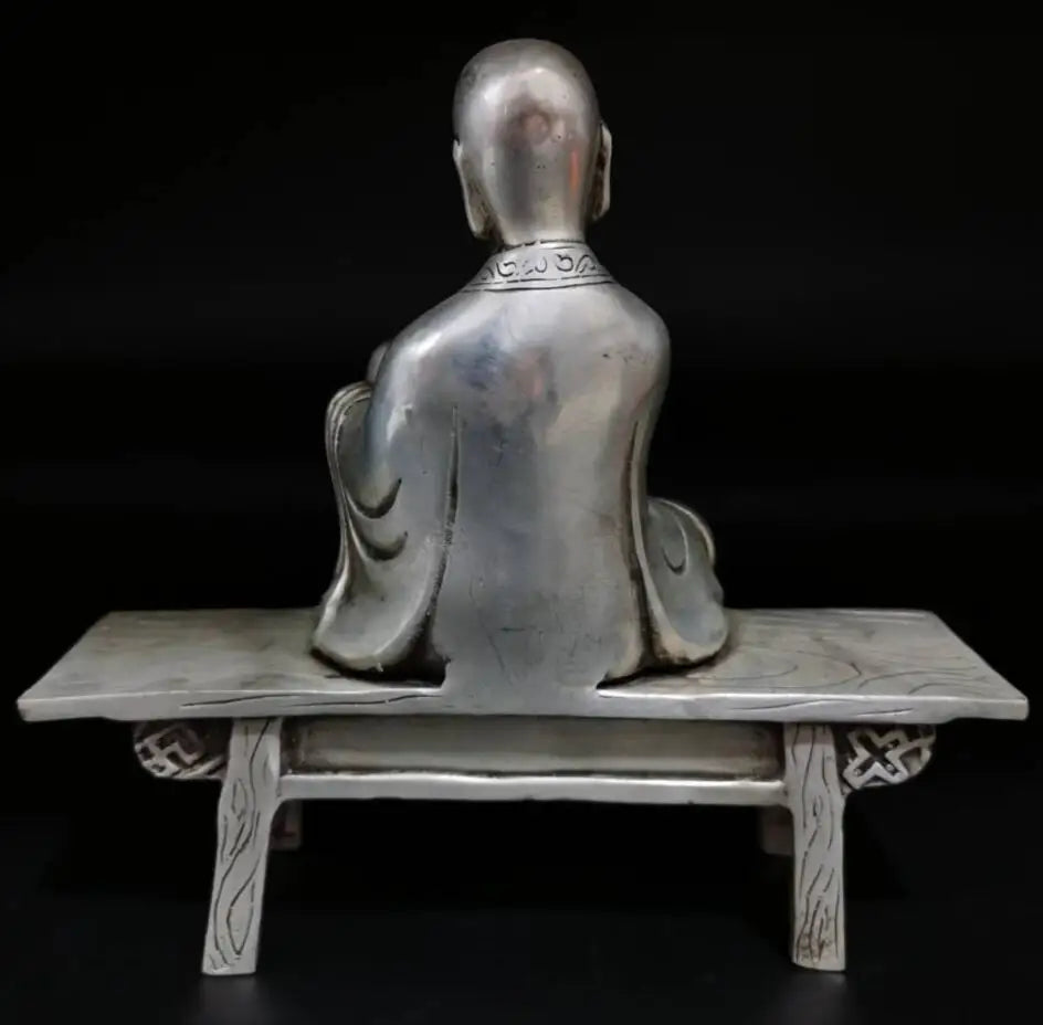 China White copper sit Bench Buddha crafts statue
