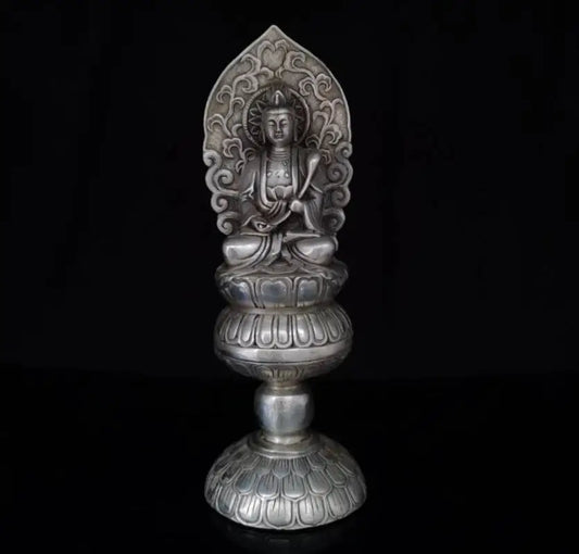 China White copper sit lotus Guanyin bodhisattva Buddha crafts statue