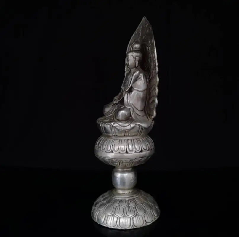 China White copper sit lotus Guanyin bodhisattva Buddha crafts statue