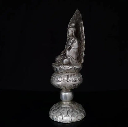 China White copper sit lotus Guanyin bodhisattva Buddha crafts statue