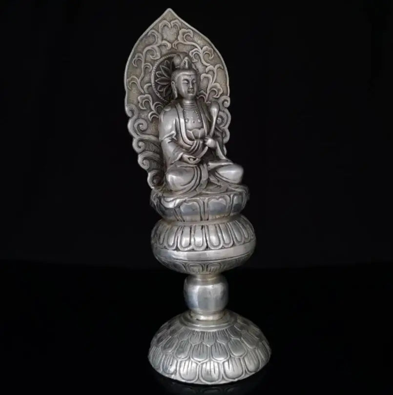 China White copper sit lotus Guanyin bodhisattva Buddha crafts statue
