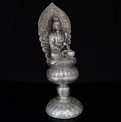 China White copper sit lotus Guanyin bodhisattva Buddha crafts statue