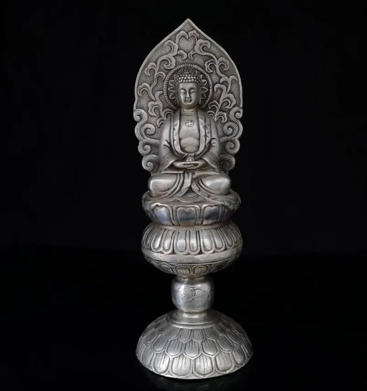 China White copper sit lotus Tathagata Buddha crafts statue