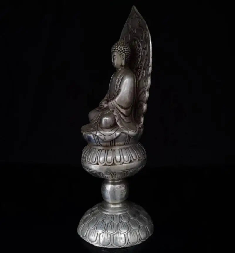 China White copper sit lotus Tathagata Buddha crafts statue