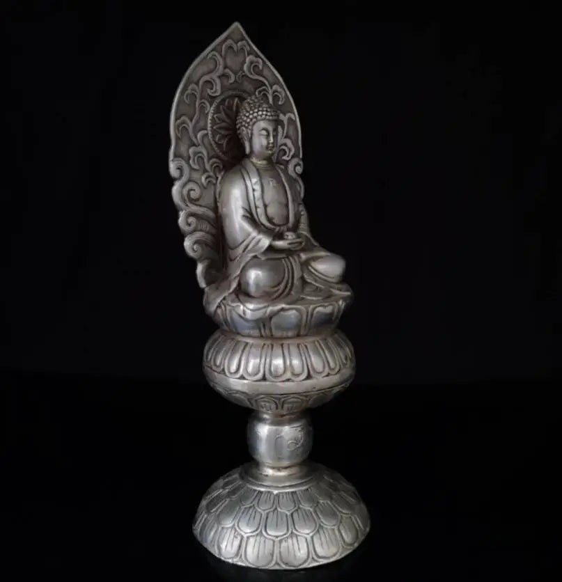 China White copper sit lotus Tathagata Buddha crafts statue