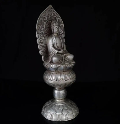 China White copper sit lotus Tathagata Buddha crafts statue