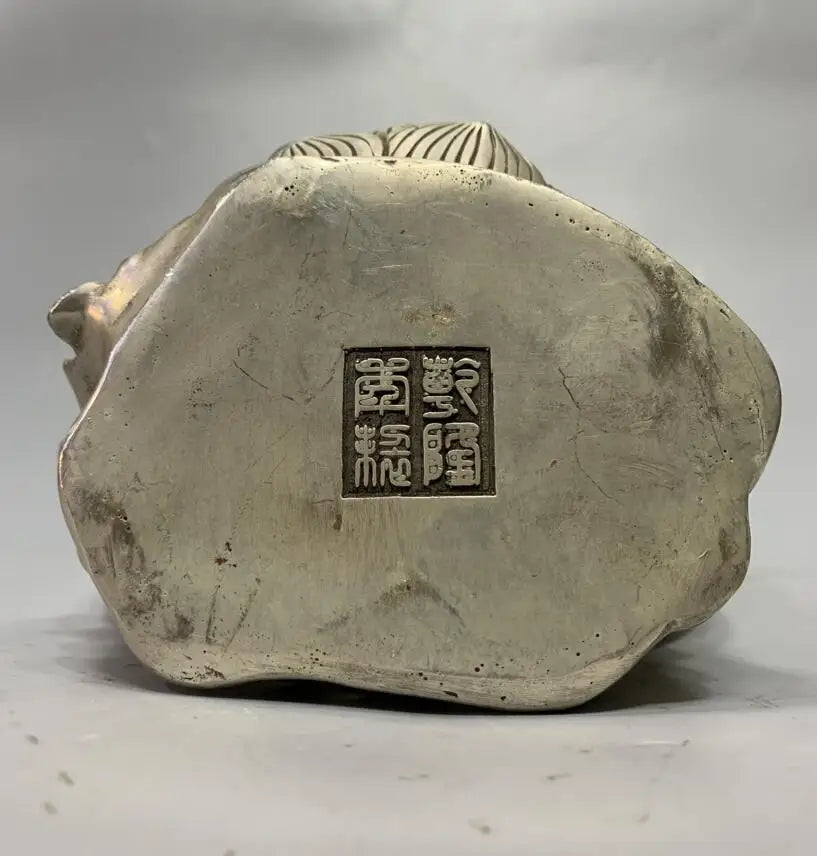 China White copper small Tathagata Buddha Backflow Incense burner crafts statue