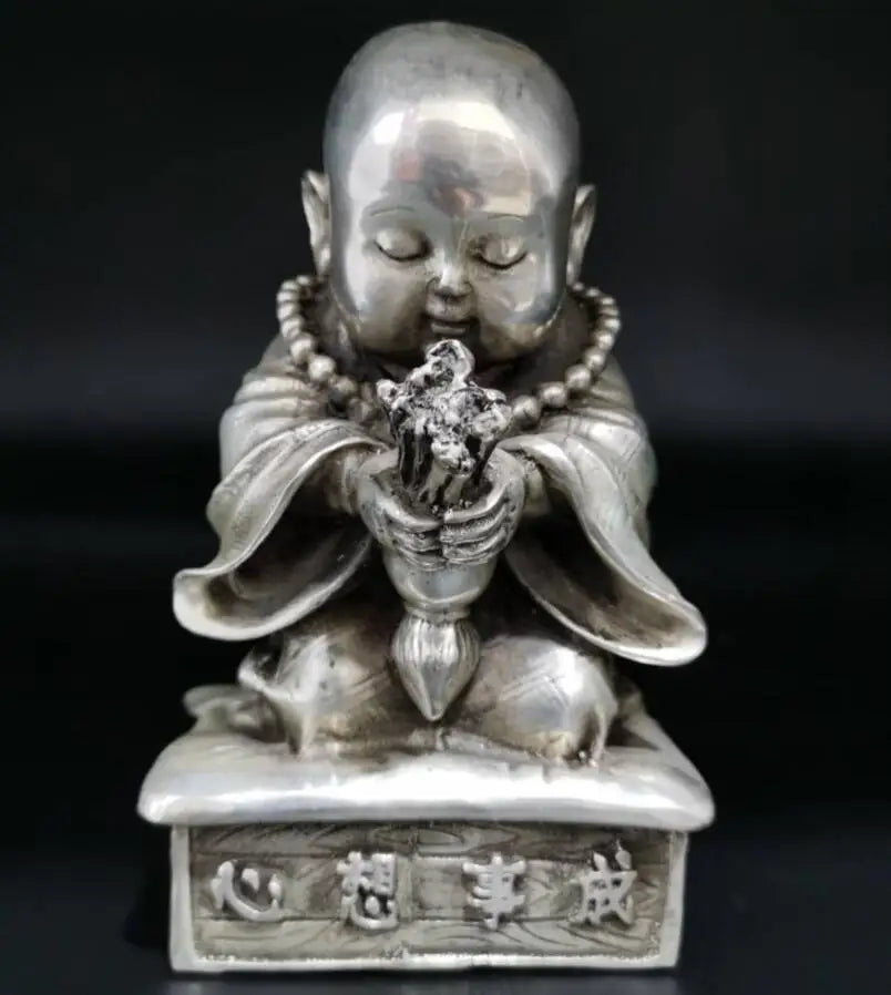 China White copper small monk crafts statue