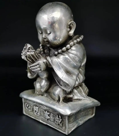 China White copper small monk crafts statue