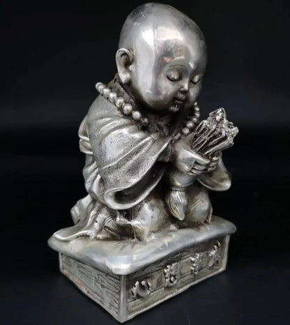 China White copper small monk crafts statue