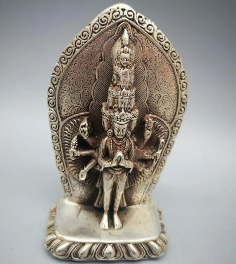 China White copper thousand hand Goddess of mercy Buddha crafts statue