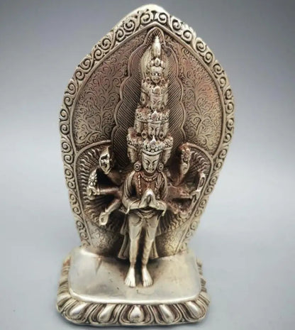 China White copper thousand hand Goddess of mercy Buddha crafts statue