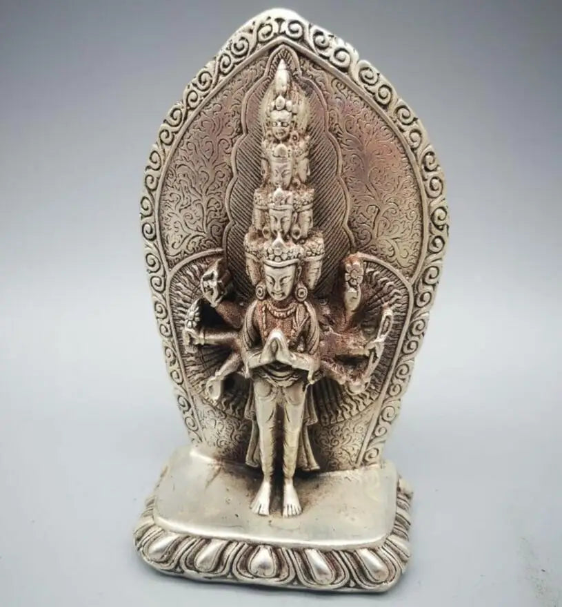 China White copper thousand hand Goddess of mercy Buddha crafts statue