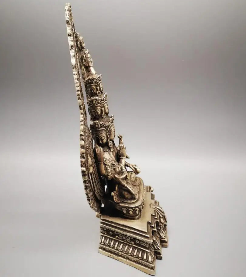 China White copper thousand head Guanyin Buddha crafts statue