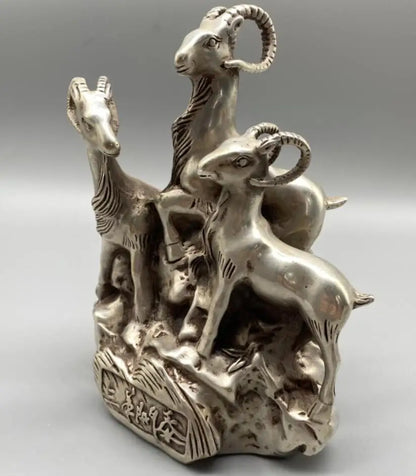 China White copper three sheep crafts statue