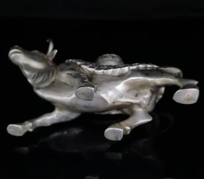 China White copper treasure bowl cow crafts statue