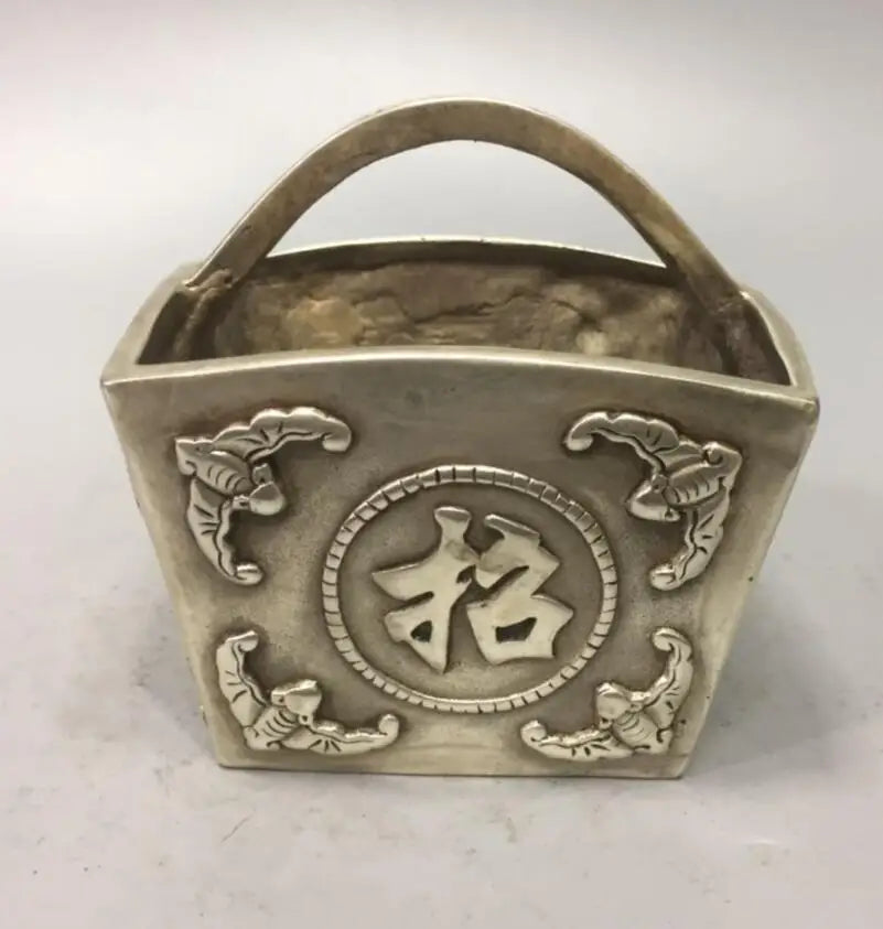 China White copper treasure bowl wealth crafts statue