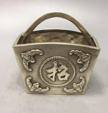 China White copper treasure bowl wealth crafts statue