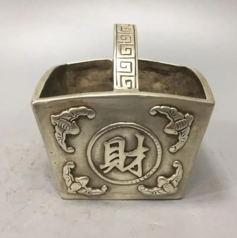 China White copper treasure bowl wealth crafts statue