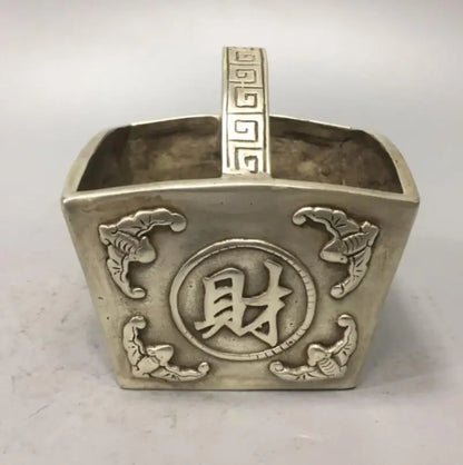 China White copper treasure bowl wealth crafts statue
