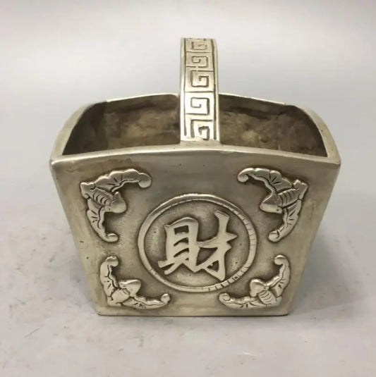China White copper treasure bowl wealth crafts statue