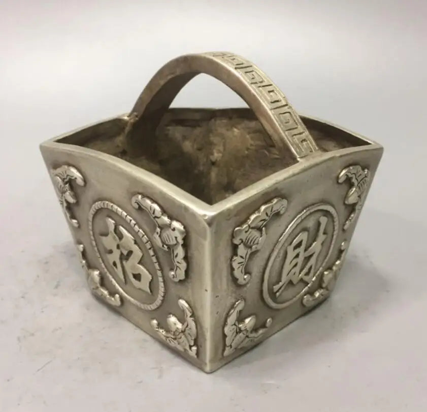 China White copper treasure bowl wealth crafts statue