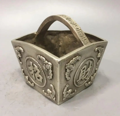 China White copper treasure bowl wealth crafts statue