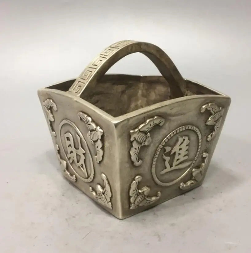 China White copper treasure bowl wealth crafts statue