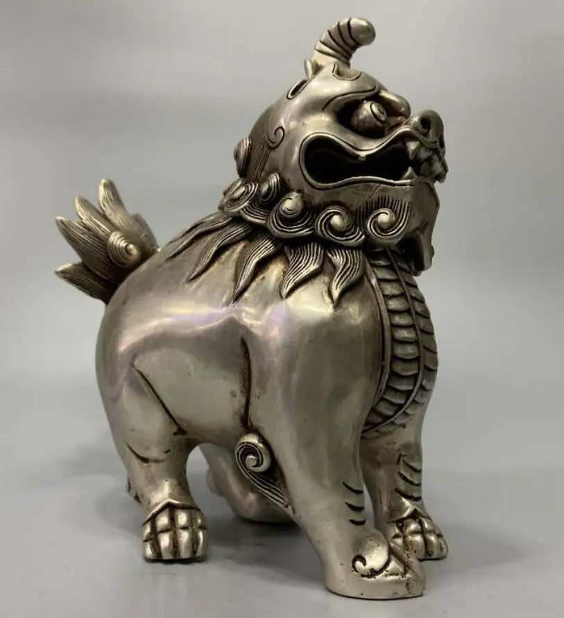 China White copper unicorn Incense burner crafts statue