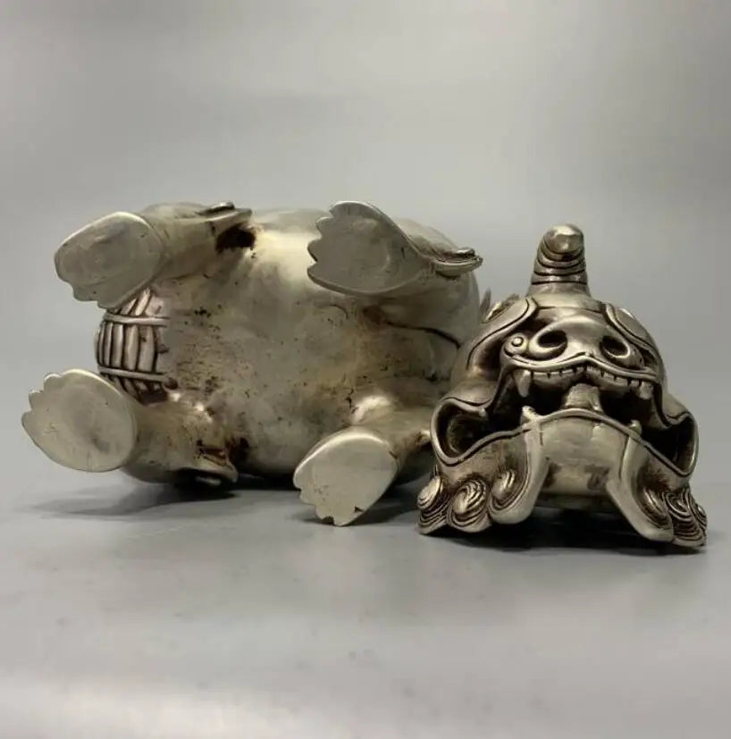 China White copper unicorn Incense burner crafts statue