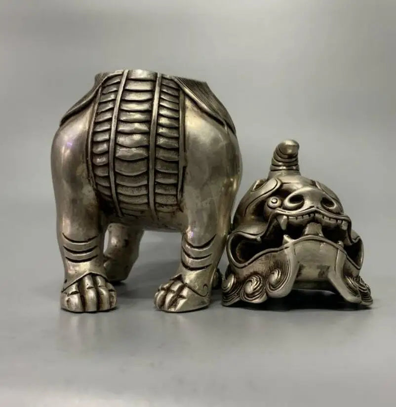 China White copper unicorn Incense burner crafts statue