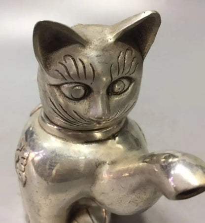 China White copper wealth cat teapot crafts statue