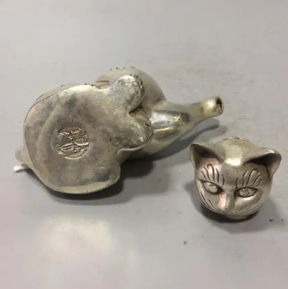 China White copper wealth cat teapot crafts statue