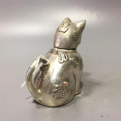 China White copper wealth cat teapot crafts statue