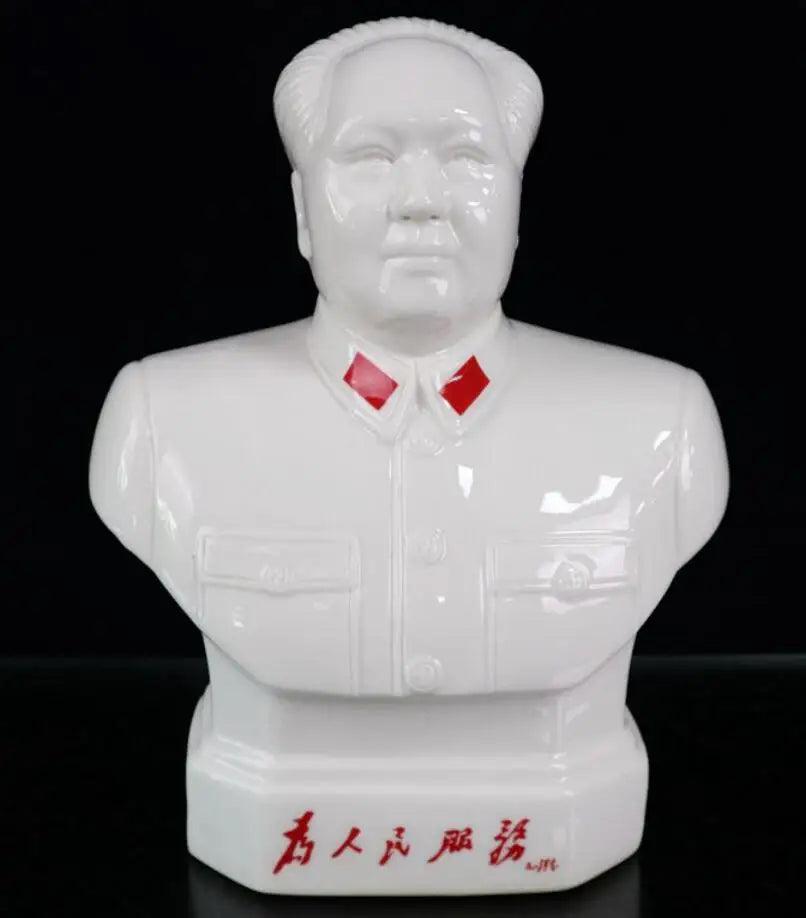 China White glazed ceramic Great leader Mao Zedong crafts statue