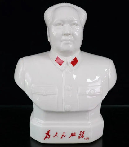 China White glazed ceramic Great leader Mao Zedong crafts statue
