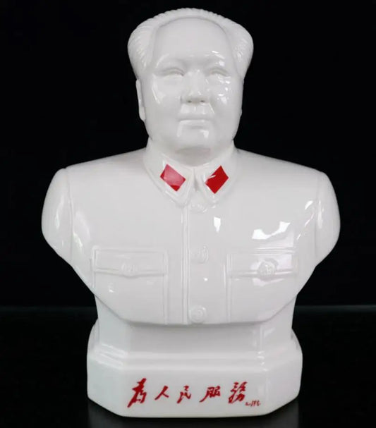China White glazed ceramic Great leader Mao Zedong crafts statue
