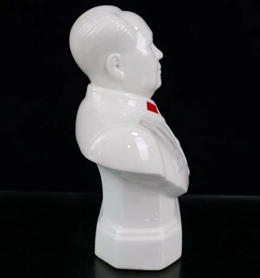 China White glazed ceramic Great leader Mao Zedong crafts statue