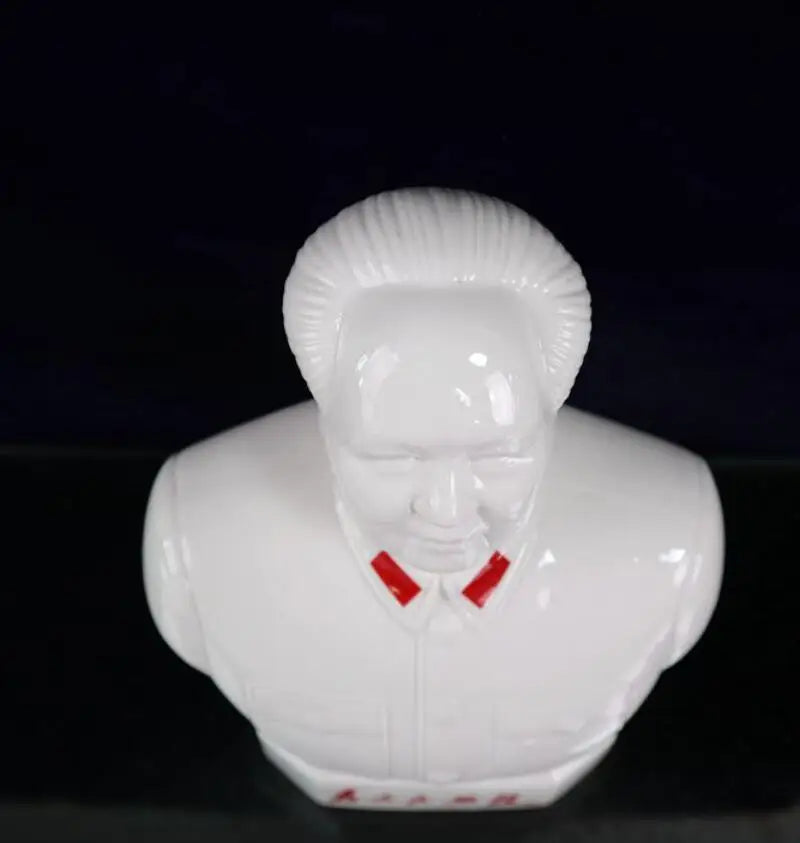China White glazed ceramic Great leader Mao Zedong crafts statue