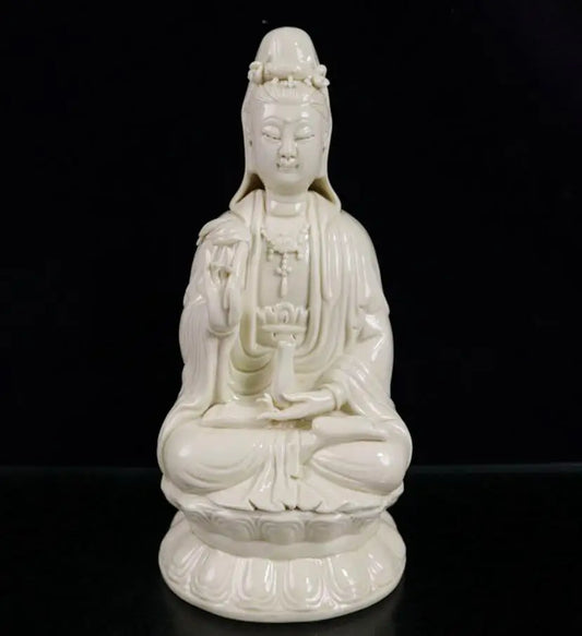 China White glazed ceramic Guanyin Buddha crafts statue